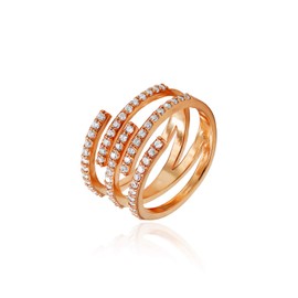 Sterling Silver CZ Cubic Zirconia Spiral Statement Ring, Size 5-9 for Christmas, New Year, Wedding, Engagement, Valentine Day,Women's Day (Rose Gold 6)