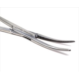 Multi Purpose Mosquito Hemostat Forceps Locking Tool With Curved Serrated Jaws For Fishing Pliers Ear Piercing Clamp Holding Objects And Pet Ear Nose Hair Pull, Made of Stainless Steel - 5.5" (Chrome)