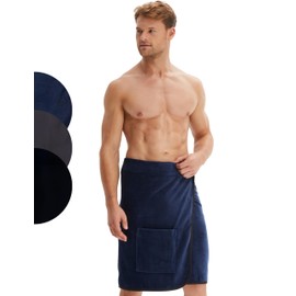 Morgenstern Changing Towel Sauna Sports Men blue 23"/60 cm long Cotton Hook and Loop Fastener on Waist