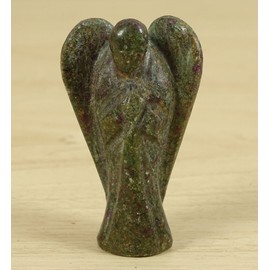 REIKIERA By Conchshell Hand Carved Pocket Crystal Guardian Ruby Kyanite Angel Healing Reiki Figurines Statue With Gift Box- Choose Size