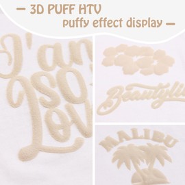 Ryebme Plotter Film Textile Beige, 3D Puff Vinyl Film Plotter 10 x 6 ft Flex Film Plotter Textile for DIY T-Shirt, Easy to Cut for Fabric for Iron-On