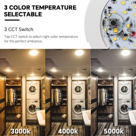 acegoo RV 3CCT 4.5'' LED Ceiling Dome Light, 3000k/4500K/6000K Switchable with Blue Nightlight 12V Puck Light for Motorhome Camper Trailer Boat, Surface Mount w/Dimmer Switch (2 Pcs)