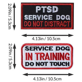J.CARP 2 Pieces PTSD Service Dog Do Not Distract Patch, Service Dog in Training Do Not Touch Full Embroidered Badge Patch for Dogs Harness Vest Clothes