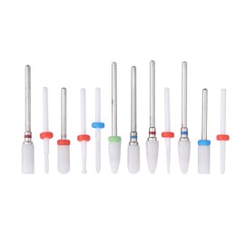 12pcs Ceramic Drill Bits Milling Cutter Drill Bit Electric Grinding Machine Milling Cutter Files for Nail Repairing Beauty