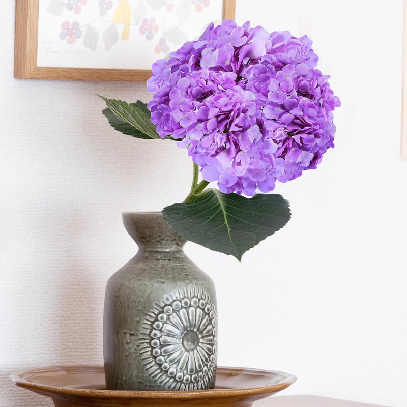 Auihiay 26 pcs Hydrangea Artificial Flowers, Purple Artificial Hydrangea Flowers,