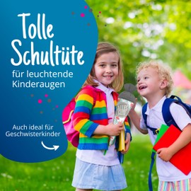 itenga Sibling School Cone - 35 Cm, Animals, Animal Pattern, Gift Packaging, School Cone, Cardboard Cone, Felt Closure, Children / Adults