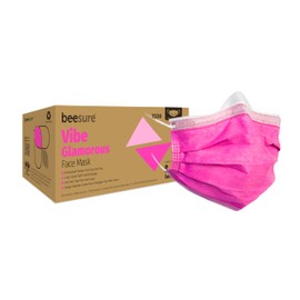BeeSure Vibe Face Masks, Glamorous Pink (Pack of 50)