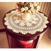 Damanni Beige Cotton Handmade Crochet Lace Tablecloth Doilies Table Overlay,Round,23