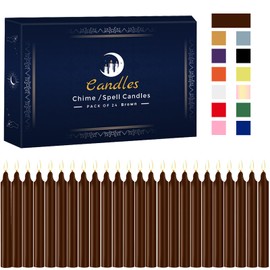 24 Pack Brown Spell Chime Candles – Premium Mini Unscented Taper Candles for Rituals, Prayer, Birthdays, Meditation, Altar, Spells, Chime Candles - 4 Inch Tall - Ideal for Witches
