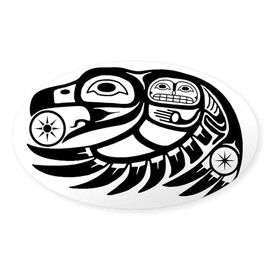CafePress Native American Raven Sun Oval Car Bumper Sticker