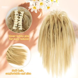 Pagezol Claw Clip Messy Hair Piece, Messy Hair Chignons, Synthetic Hair-Piece with Jaw Claw, Straight Hair Pieces Clip in Claw, Tousled Updo Ponytail Hair Piece for Women Girls (22#)