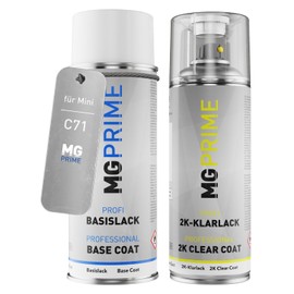 MG PRIME Autolack 2K Spraydosen Set für Mini C71 Smokey Green Xir. Basislack 2 Komponenten Klarlack Sprühdose