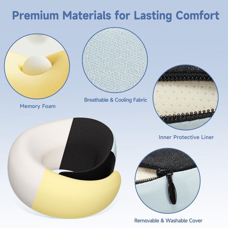 Neck Pillow for Travel, Memory Foam Travel Pillow for Airplanes