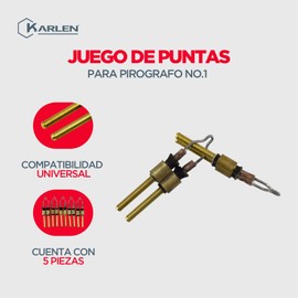 5 Unidades Puntas Para Pirógrafo No1 De Metal Karlen Herramienta Que Utiliza Calor Para Crear Diseños En Superficies De Madera Cuero Y Otros Materiales
