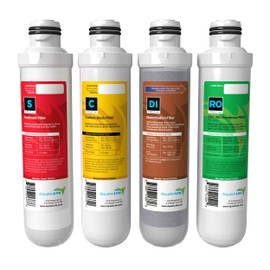 Aquatic Life Twist-In Reverse Osmosis Aquarium Water Filter Replacement Cartridge Pack, Includes 75 GPD Membrane, Sediment, Carbon Block and Deionization DI Filters for 3 and 4-Stage RO/DI System