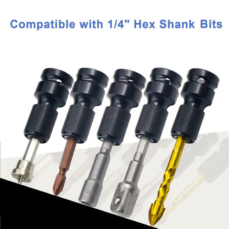 2PCS Othmro 1/2 Square Drive to 1/4 Hex Shank Socket