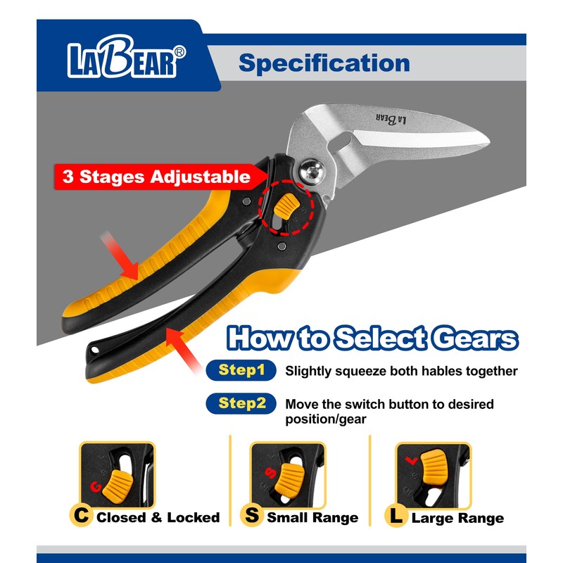 LABEAR-8.5" Heavy Duty Scissors, Carpet Cutter, Industrial Scissors, Multipurpose, Scissors