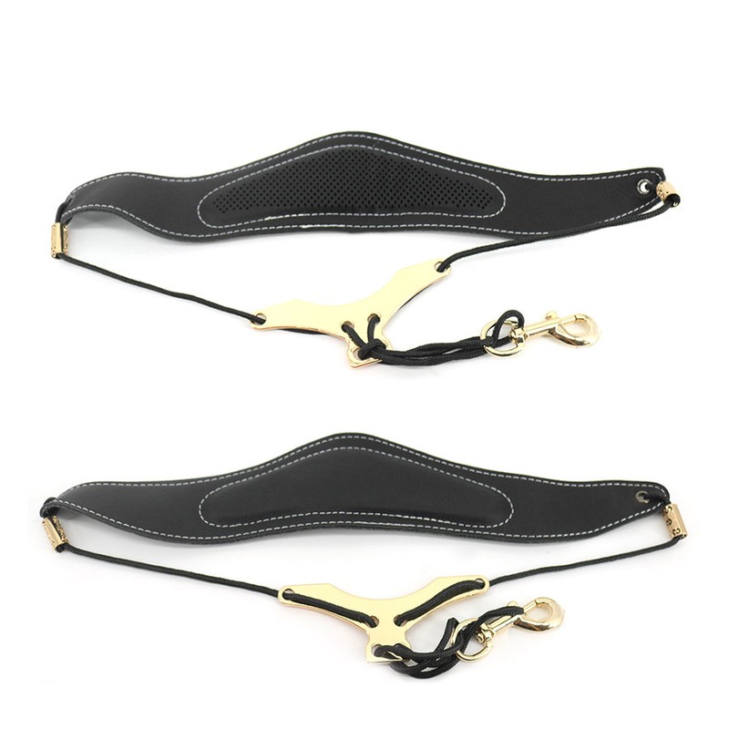 Universal Adjustable Saxophone Neck Strap PU Leather Sax Strap Metal