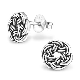 ICYROSE 925 Sterling Silver Infinity Celtic Knot Stud Earrings (Nickel Free) (8mm Round)1682