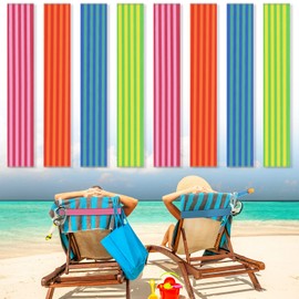 8 Pack Towel Bands for Beach Chairs Cruise Towel Clips for Lounge Beach Pool Chairs Towel Strap Holder Elastic Windproof Beach Accessories for Summer (Stripe Style, 11.81 x 1.97 Inch)