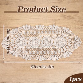 Doilies, Crochet Table Runner, Beige Lace Handmade Crochet Doilies For Tables - Oval Lace Table Runner Doily Cloth, Cotton Placemats, Knitted Coasters for Cups Coasters Glasses Small Doily Cloth