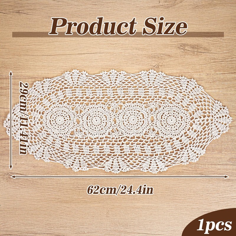 Doilies, Crochet Table Runner, Beige Lace Handmade Crochet Doilies For