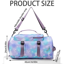 AUNGKWANG Sports Bag Men Women 35L Large Sports Bags Yoga Bag Travel Bag Swimming Bag Waterproof Gym Bag Sports Backpack Training Bag with Shoe Compartment & Wet Compartment, purple, Sports bag