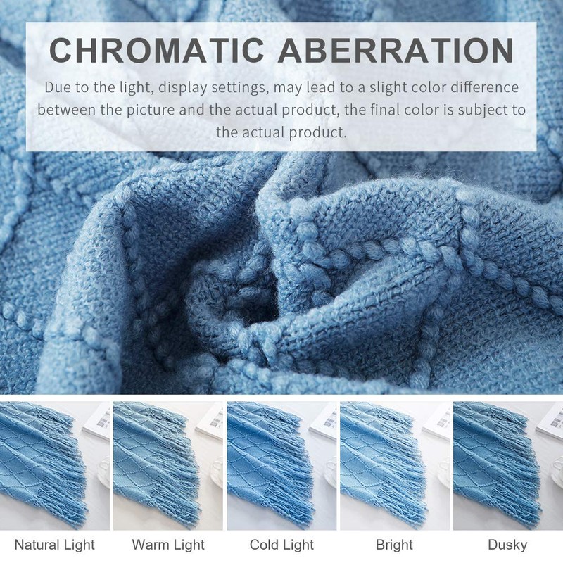 BOURINA Textured Solid Soft Sofa Throw Couch Cover Knitted Decorative