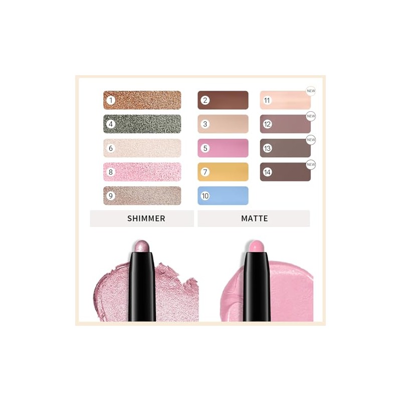Erinde Sombra de ojos en barra Matte, Resistente al Agua,