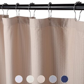 CAROMIO Soft Microfiber Fabric Shower Curtain or Liner for Bathroom, Decorative Embossed Pattern, Water Repellent, Taupe, 72x84 Inches