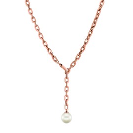 Liebeskind Berlin Women's Pearl Necklace Stainless Steel, Stainless Steel, Rose Gold
