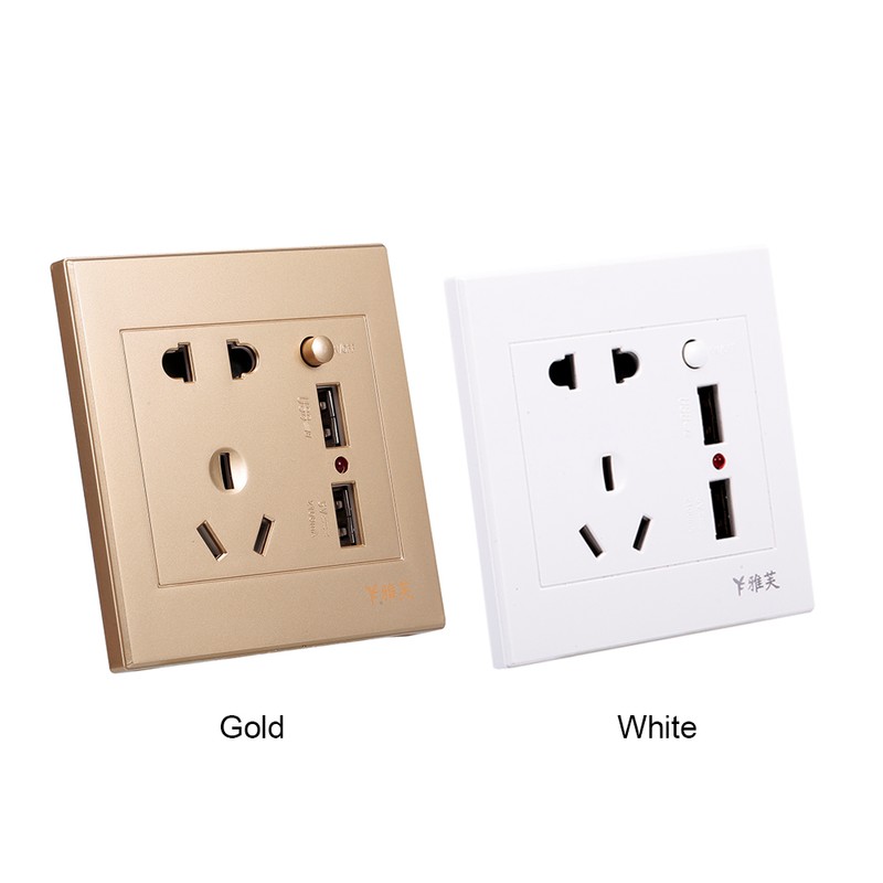 Electric Outlet with 2 Sockets and 2 USB Ports Wall