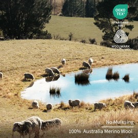 Merino Protect 100% Merino Wool Base Layer Mens Soft Long Sleeve Shirts Odor Resistance Thermal Underwear for Hunting Hiking