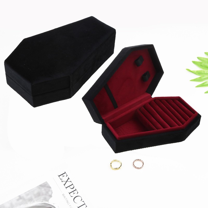 YUNNESS Velvets Jewelry Storage Box Coffin Necklace Earring Box Display
