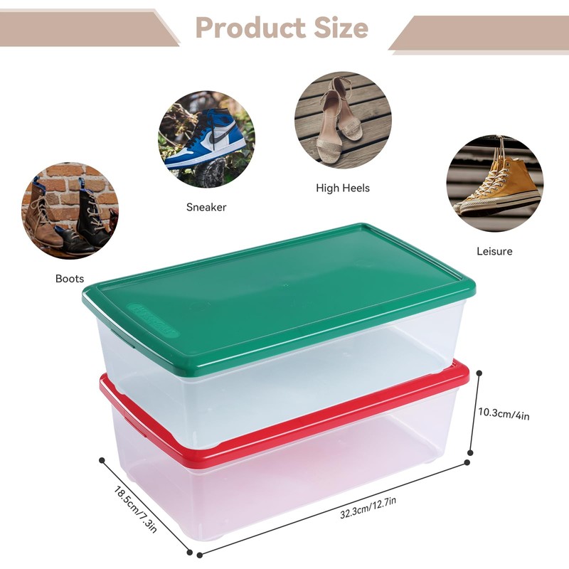 novelinks 6 Qt Storage Box Clear Plastic Stackable Bin with