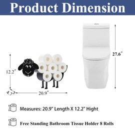 Sheep Toilet Tissue Holder,Animal Paper Holders,Decorative Metal Papers Holder,Funny Toilet Animal Storage for Bathrooms,Bathroom Paper Organizer for Extra 8 Rolls Stand & Wall Mounted Art Decor