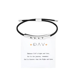 COLORFUL BLING God Is Greater Than Highs and Lows Reminder Bracelets Meaningful Christian Gifts for Men and Women-silver, 1