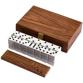 Alex Cramer Company 'Club 52' Luxury Domino Set with Black Walnut Case - Professional Tournament Domino Set - 28 Indestructible Double Six Dominoes (Double 6 Domino Set)