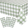 Hapring Sage Green Gingham Tablecloth 3 Pack, Waterproof & Easy