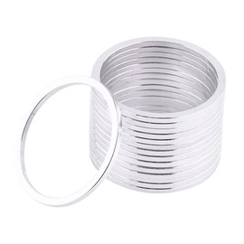equlup Bottom Bracket Washer, 15pcs 34.7mm/1.3in Aluminium Alloy Bike Flywheel Hub Spacer BB Axle Washer Gasket Bike Cassette Spacer for MTB Road Bike (Silver)