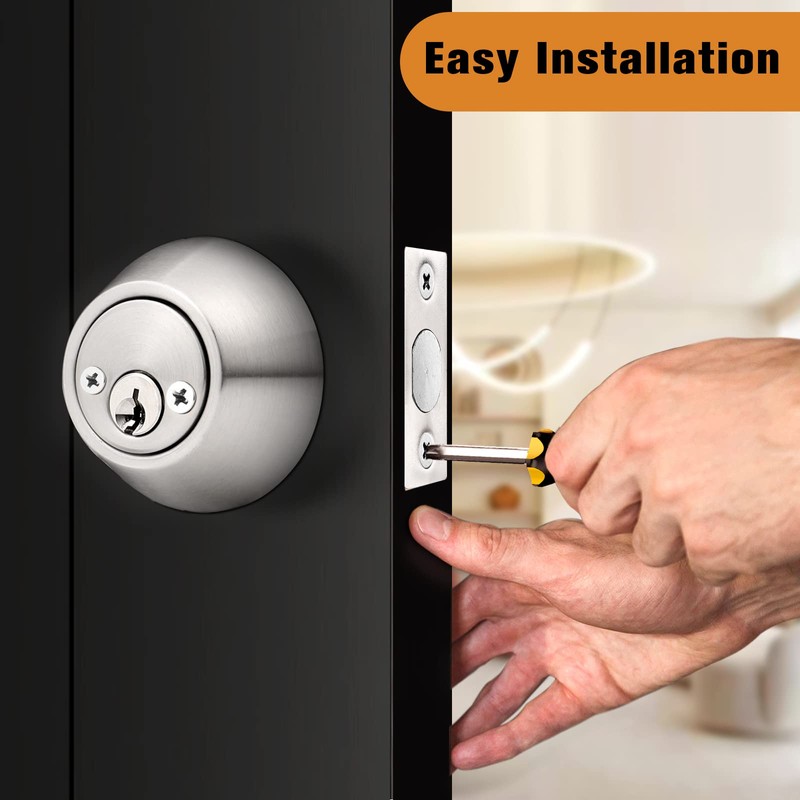 Probrico 2 Pack Satin Brushed Nickel Double Cylinder Deadbolt Lock,