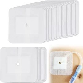 Split Drain Adhesive Bandages 4" x 4", PD Catheter Feeding Tube Pad Drainage G Tubes Holder Covers J Peg Tube Patch Peritoneal Dialysis Accessories Gtube Supplies (Pack of 10)
