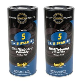 Sun-Glo Speed #5 (Five Star) Shuffleboard Powder Wax – Medium-Slow Speed for 12-16 Foot Tables – 16 oz Shaker Can (Pack of 2)