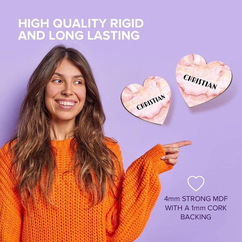 1 x Heart Coaster - Name Christian Marble Stone Texture