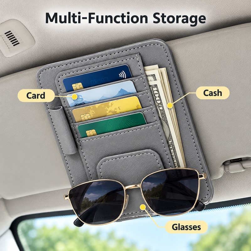 Car Sun Visor Organizer for Cards & Glasses – Multifunction