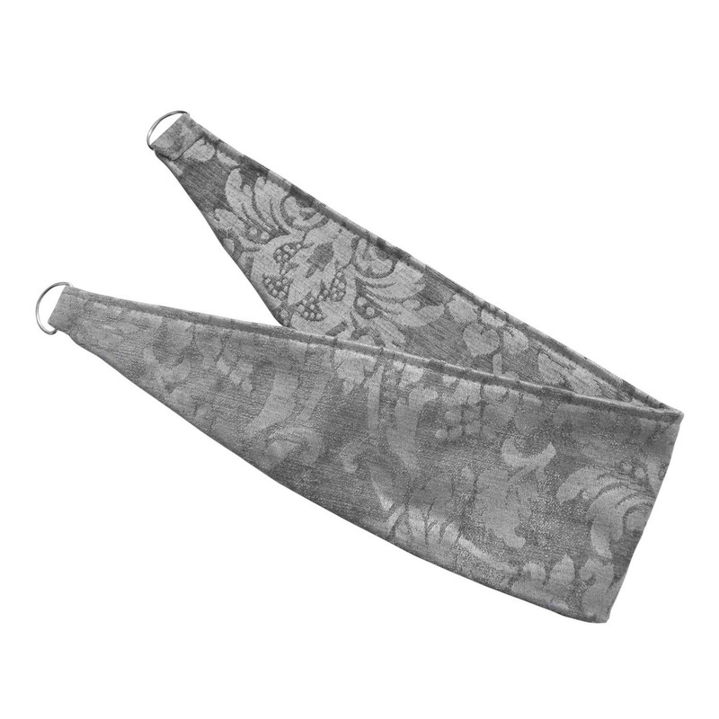 HOMESCAPES Grey Super Luxury Velvet Jacquard Curtains Tie Backs Pair,