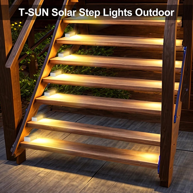 T-SUN Solar Step Light Outdoor, 6 Pack Solar Stair Light,
