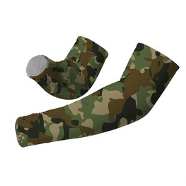 yicomon UV Sun Protection Arm Sleeves for Women Men, Green Camouflage Paint Summer Cooling Arm Sleeve for Driving Sports Cycling (L)