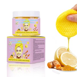 Kurkuma-KojisäUre Reinigungspads,50 StüCk | Exfoliating Cleansing Pads FüR Gesicht & KöRper,Tiefenreinigung,Peeling & Entfernung Dunkler Flecken,FüR Alle Hauttypen Geeignet