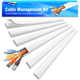 Delamu Cord Hider, Cord Covers for 3-4 Wires on Wall, Large Cable Hider Cable Management, Easy Set up Wire Hiders Wire Covers for Cords on Wall, TV Cables Cover Raceway, 6X W1.18 H0.67in, White